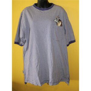 Vintage Acme Clothing XL Looney Tunes Purple Striped Embroidered Tee Taz Bugs